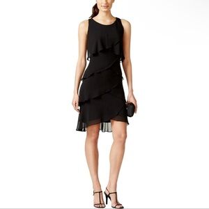 SLNY Womens Chiffon Sleeveless Cocktail Dress
